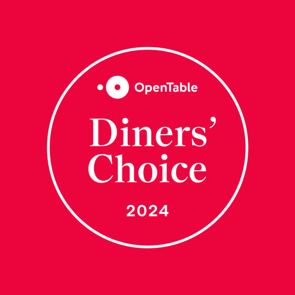 OpenTable Diners' Choice 2024 award logo on a red background.